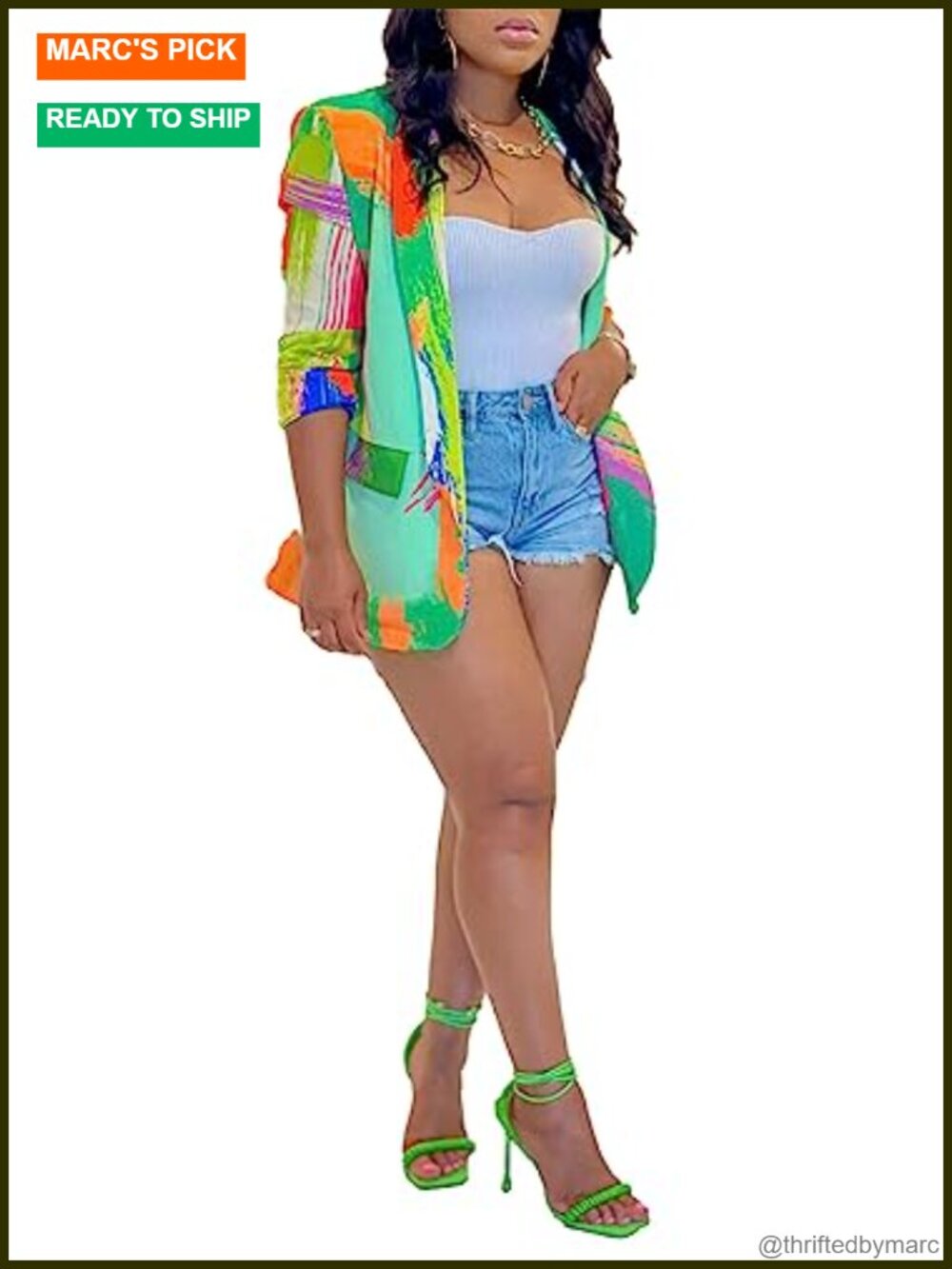 Multicolor Print Tie Dye Blazer Jacket Lapel Long Sleeve Open Front Regular Fit